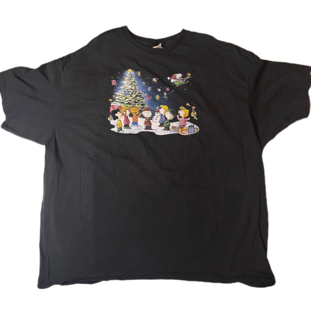 Vintage Y2K Peanuts Snoopy‎ T-Shirt Delta  Black 4XL Mens Christmas RARE